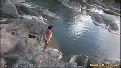 Lucy Belle gives a blowjob in the river Thumb